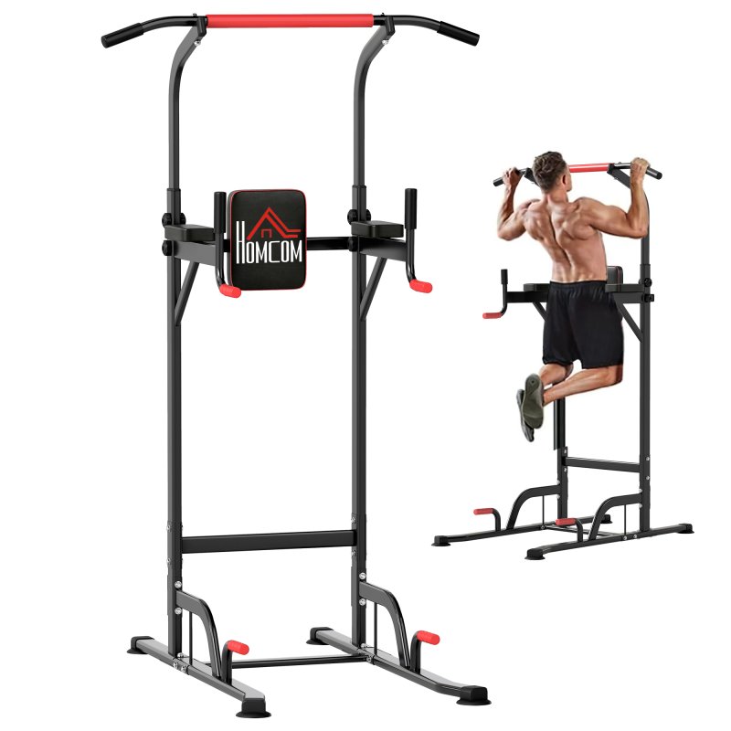 HOMCOM Power Tower Station with Dip Stand, Pull Up Bar Home Office Gym Training Workout Equipment
