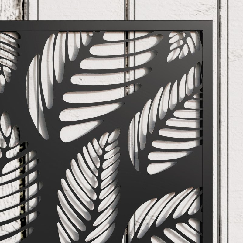 Outsunny Metal Garden Bed with Trellis, Wall Mounted or Freestanding Raised Planter with Privacy Panel, Leaf Cut-out Privacy Screen with Planter Box for Climbing Plants, Flowers, Vegetables