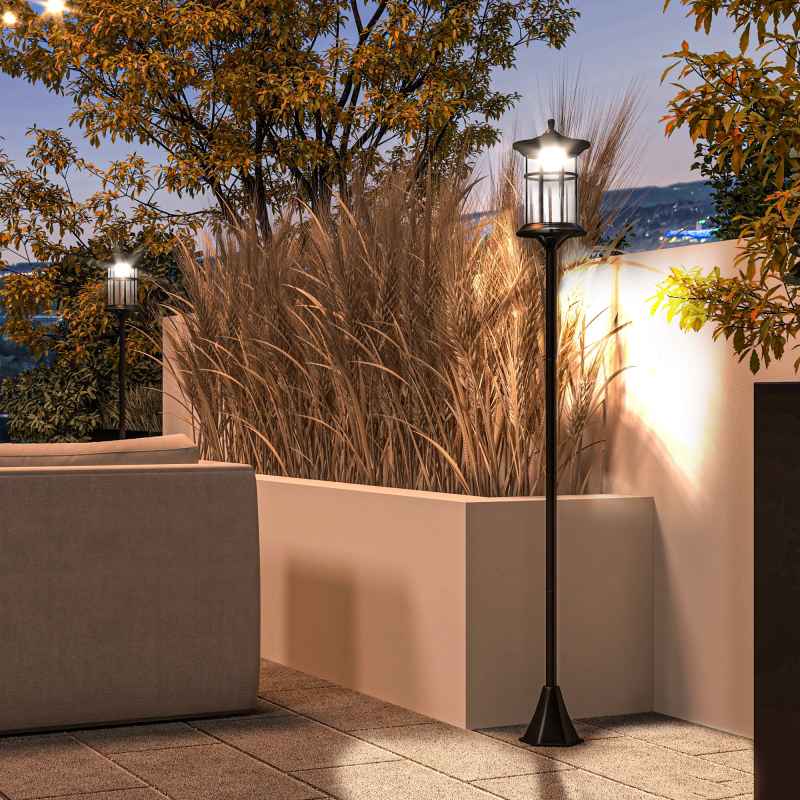Outsunny 2 Pack 1.8m Garden Lamp Post Lights, LED Outdoor Solar Post Lights, Waterproof IP44 for Patio, Garden, Pathway, Cool White