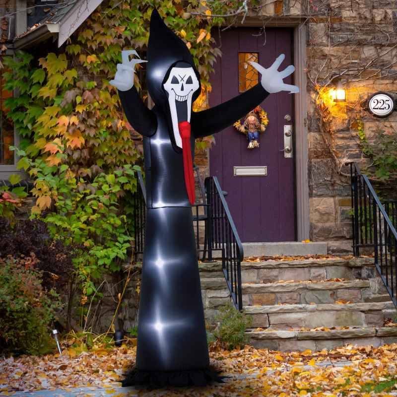 Outsunny 10 FT Grim Reaper Halloween Inflatable with 5 Built-in LED Lights, Blow Up Outdoor Halloween Decoration for Indoor, Outdoor Party