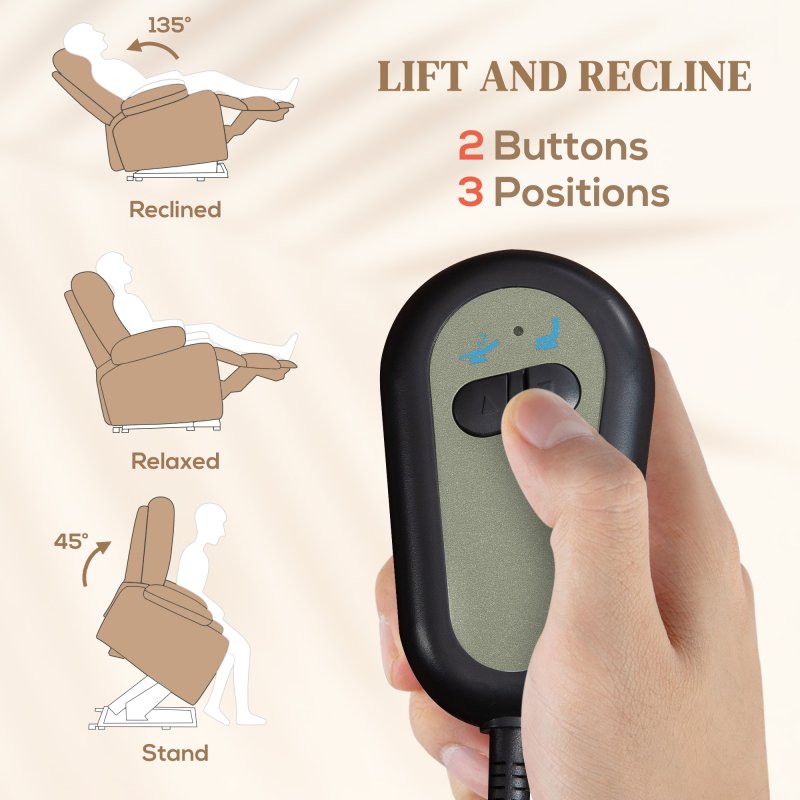 HOMCOM Power Lift Recliner Chair with Vibration Massage and Heat, Electric Lift Chair for Elderly, Overstuffed Fabric Riser and Reclining Armchair with USB Ports, Cup Holders, Light Brown