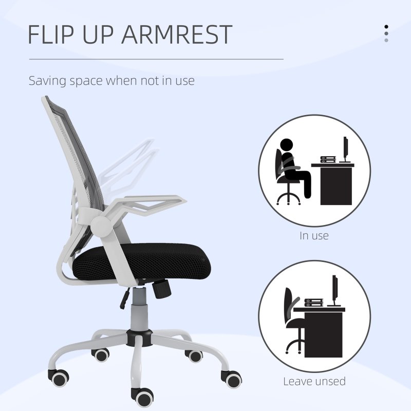 Vinsetto Office Chair, Ergonomic Desk Chair, Executive Computer Chair with 90° Flip-up Armrest and Lumbar Support, Adjustable Height for Home/Office, Black