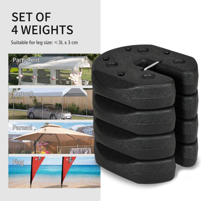 Outsunny Gazebo Weights Set of 4, 12KG Weights for Gazebo Legs with Reinforce Pins and Carry Belt, for Gazebos Shelters Marquees Tents