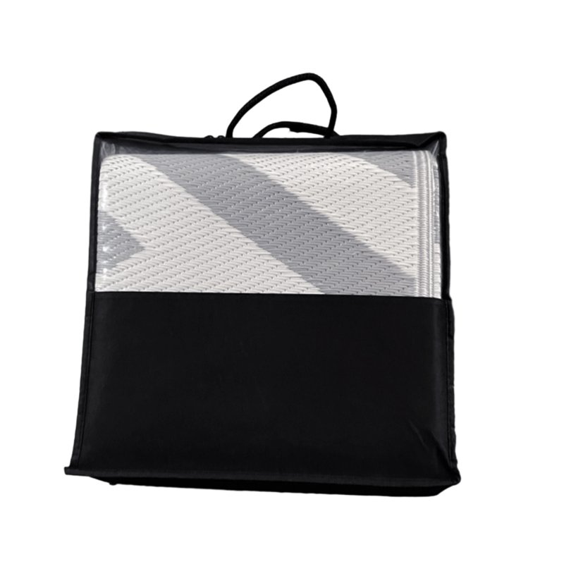 Outsunny Reversible Outdoor Rug with Carry Bag, Waterproof Plastic Straw Mat for Garden, Deck, RV, Picnic, Beach, Camping, 182 x 274cm, Grey and Cream