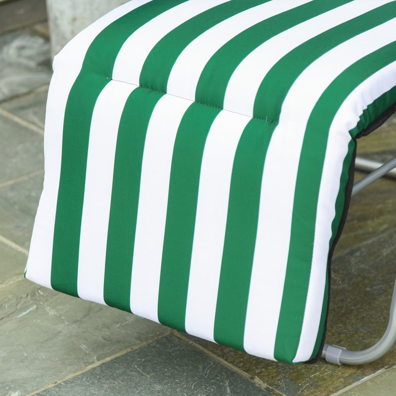 Outsunny Reclining Garden Chair Set of 2, 5-Level Adjustable Zero Gravity Chairs with Cushions, Folding Sun Lounger Garden Recliner Chairs with Armrests for Outdoor, Patio, Green Stripe