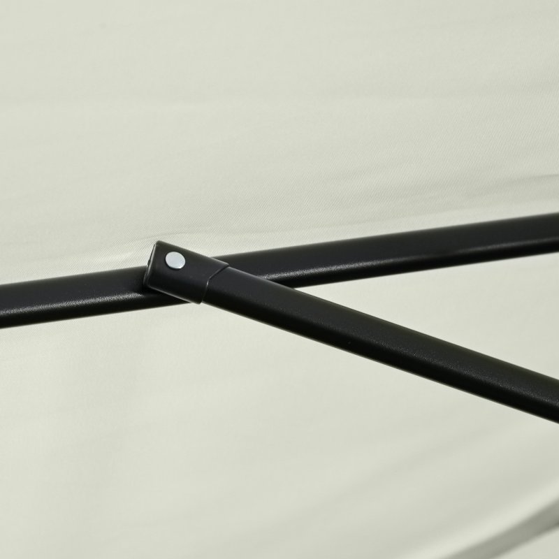 Outsunny 2.3m Half Parasol Semi Round Umbrella Patio Metal Frame Crank Handle for Balcony-- NO BASE INCLUDED, Off-White