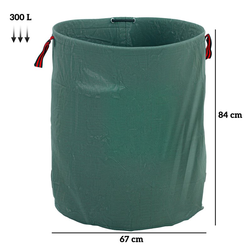 Outsunny Garden Waste Bags, 300L x 3 Heavy Duty Garden Bags, Foldable and Reusable Waste Sacks with Handles for Loading Leaf, Trash, Debris, Green