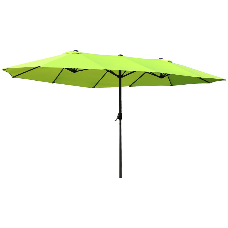 Outsunny 4.6m Large Garden Parasol Double-Sided Sun Umbrella Patio Market Canopy Shade Outdoor Lime Green - NO BASE