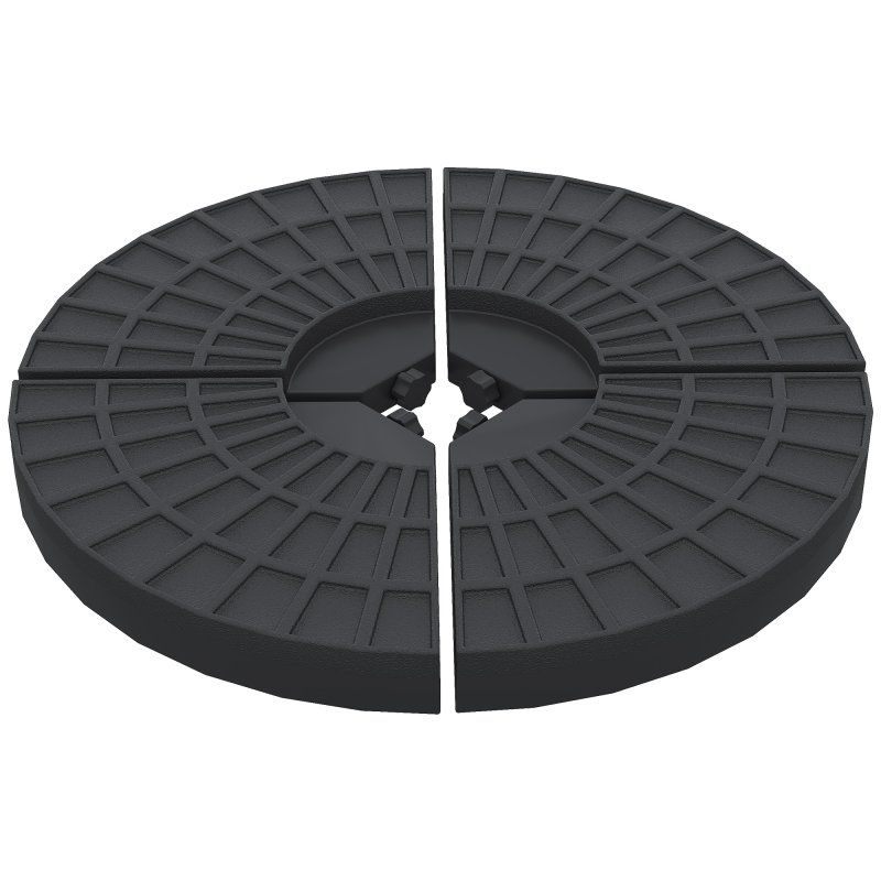 Outsunny 4 PCs 70KG Portable Round Parasol Base Umbrella Cross Stand Weights Holder Sand or Water Filled Outdoor Garden Patio Cantilever Cross Base Weight