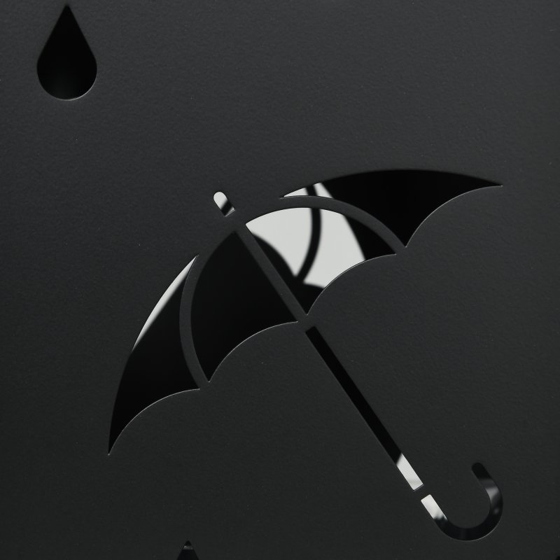 HOMCOM Steel Umbrella Stand, Square Umbrella Holder with 4 Hooks and Removable Drip Tray, Hollowed Umbrella Basket for Hallway