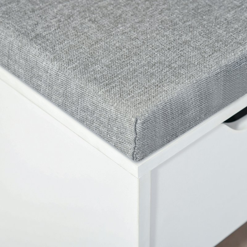 HOMCOM Shoe Bench with Seat Cushion Shoe Storage Cabinet with 7 Compartments Drawer Adjustable Shelves for Entryway Hallway Living Room