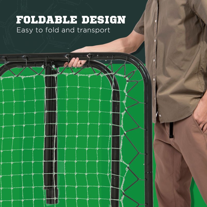 HOMCOM Angle Adjustable Rebounder Net Goal Training Set Suitable For Football, Baseball, Basketball Daily Training Black - 78L x 84W x 65-75H cm