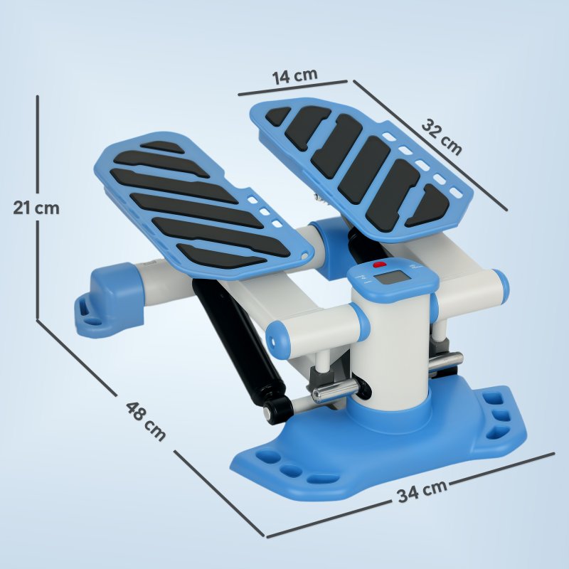 HOMCOM Portable Mini Stepper, Steppers for Exercise Workout with LCD Display Monitor, Anti-skid Foot Pedals for Home Gym Office, Blue