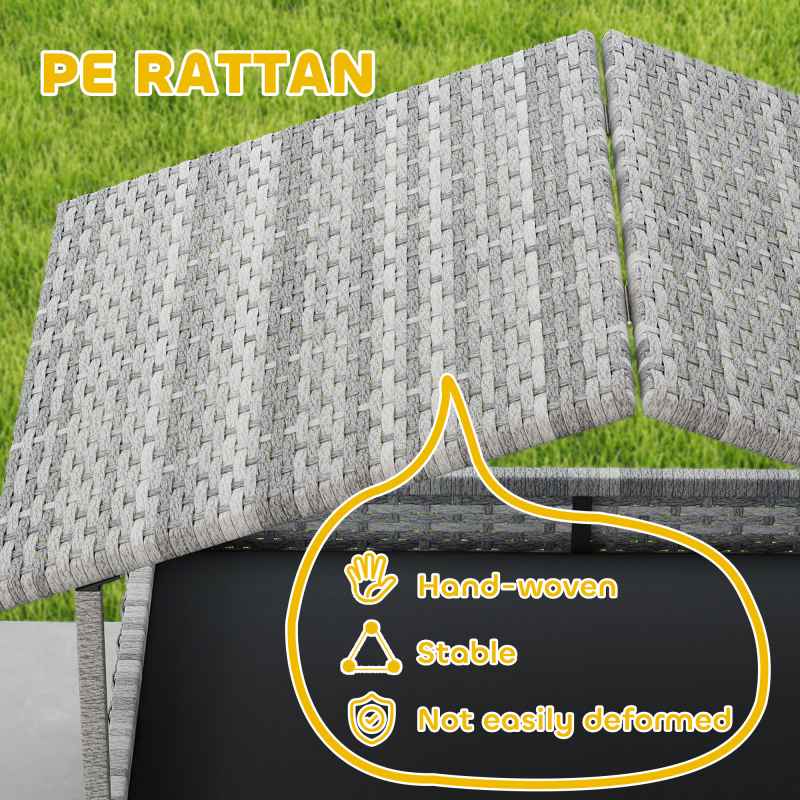 PawHut Rattan Dog House, Extendable Outdoor Wicker Dog Bed w/ Water-Resistant Roof, Removable Cushion, for Small and Medium Dogs - Charcoal Grey