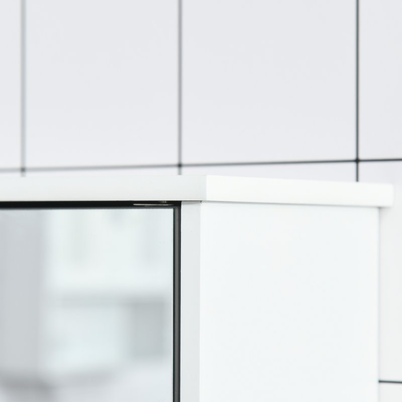 kleankin Bathroom Mirror Cabinet, Wall Mounted Storage Cupboard with Double Doors and Adjustable Shelf, Bathroom Organizer