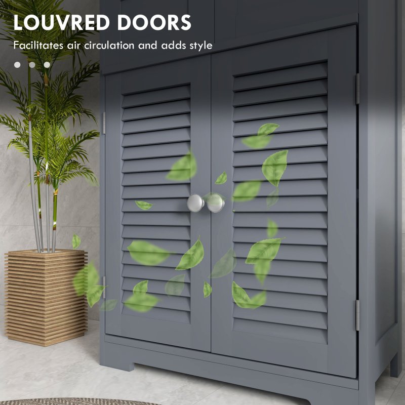 kleankin Bathroom Cabinet with Drawers, Bathroom Storage Cabinet with Louvred Doors, Open Compartment and Adjustable Shelf for Washroom