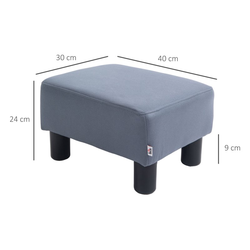HOMCOM Microfiber Cloth Footstool, Small Foot Rest, Rectangle Sofa Stool for Bedroom Living Room, Grey