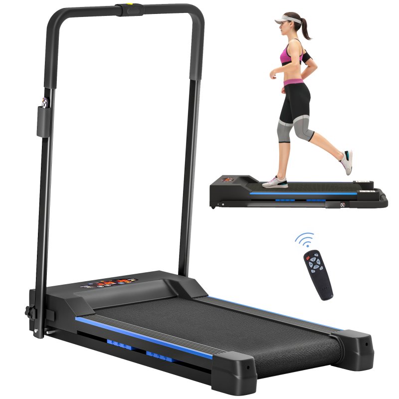 HOMCOM Folding Treadmill Walking Pad, 2 in 1 Treadmill Walking Machine, with Remote Control and LCD Display, 1-6km/h for Home Gym Office, Blue