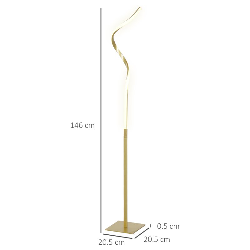 HOMCOM LED Floor Lamp with 3 Adjustable Brightness, Modern Dimmable Standing Lamp with Foot Switch for Bedroom, Living Room, Gold Tone