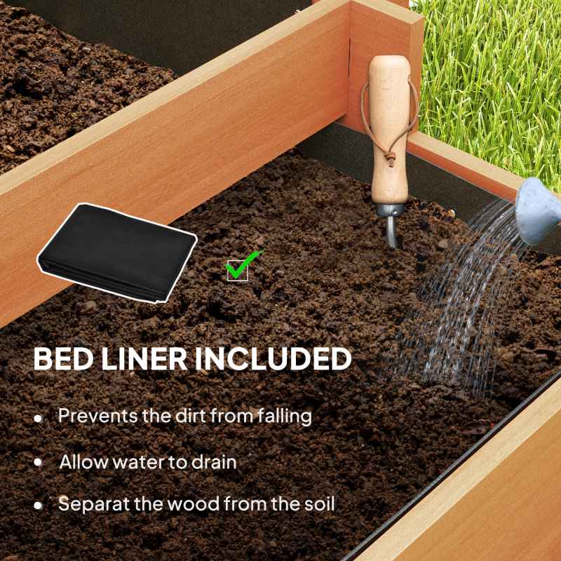 Outsunny 3 Tier Planters with Trellis for Vine Climbing, Wooden Raised Beds for Garden Patio, Outdoor Planter Box for Vegetables, Flowers, Herbs, Brown