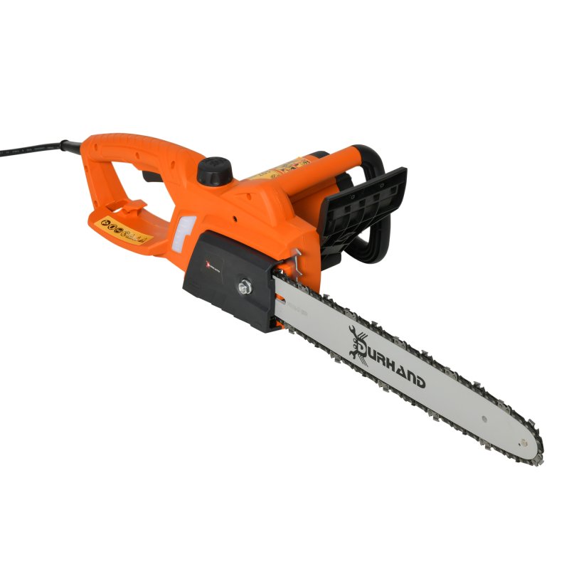 DURHAND Aluminium Chainsaw with Double Brake Protection and Blade Cover, 2000 W, 40 cm, for Wood, Trees and Branches, Orange