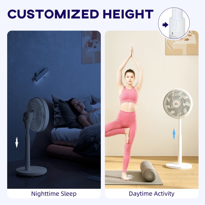 HOMCOM 16" Standing Pedestal Fan, Electric Cooling Floor Fan, Quiet, 80° Oscillating, Adjustable Tilt and Height, 12 Speed, 15H Timer, Remote Control, Sleep Mode, for Home Office Bedroom, White