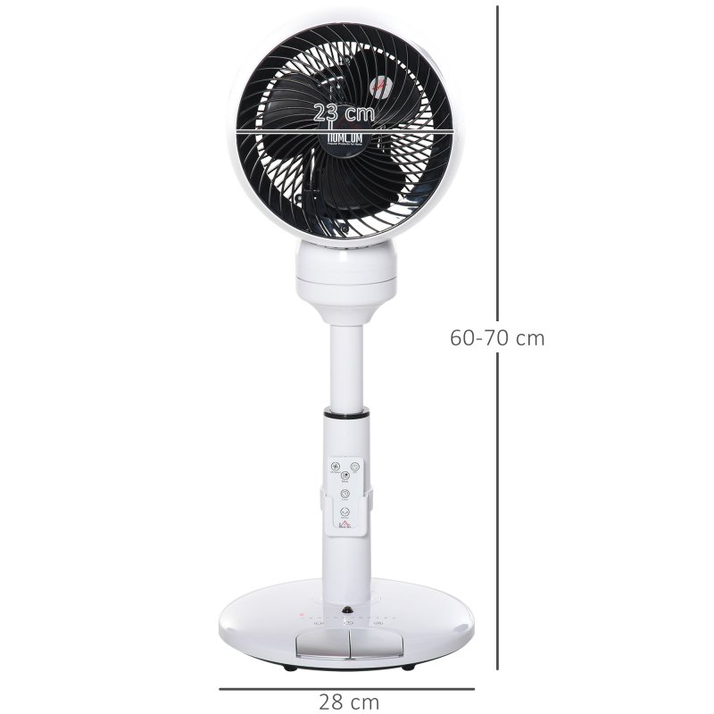 HOMCOM 9'' Air Circulator Fan 3 Speed 3 Mode, 70° Oscillation 90° Vertical Tilt, Remote Controller, for Living Room, Bedroom, Office, Black and White