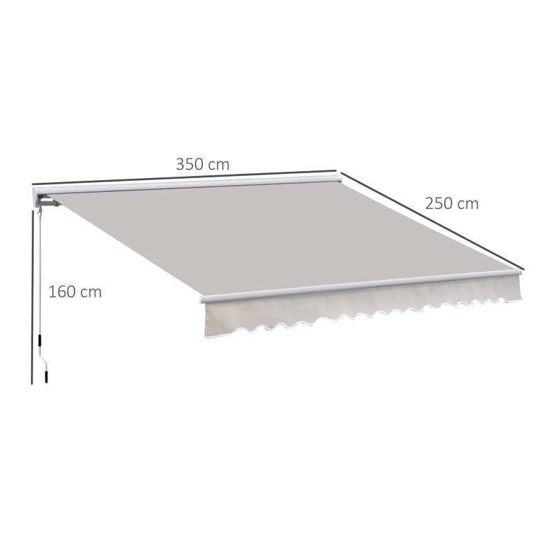 Outsunny 3.5 x 2.5m Electric Garden Door Awning Half Cassette Outdoor Retractable Canopy Patio Shelter w/ Remote Controller Cream White