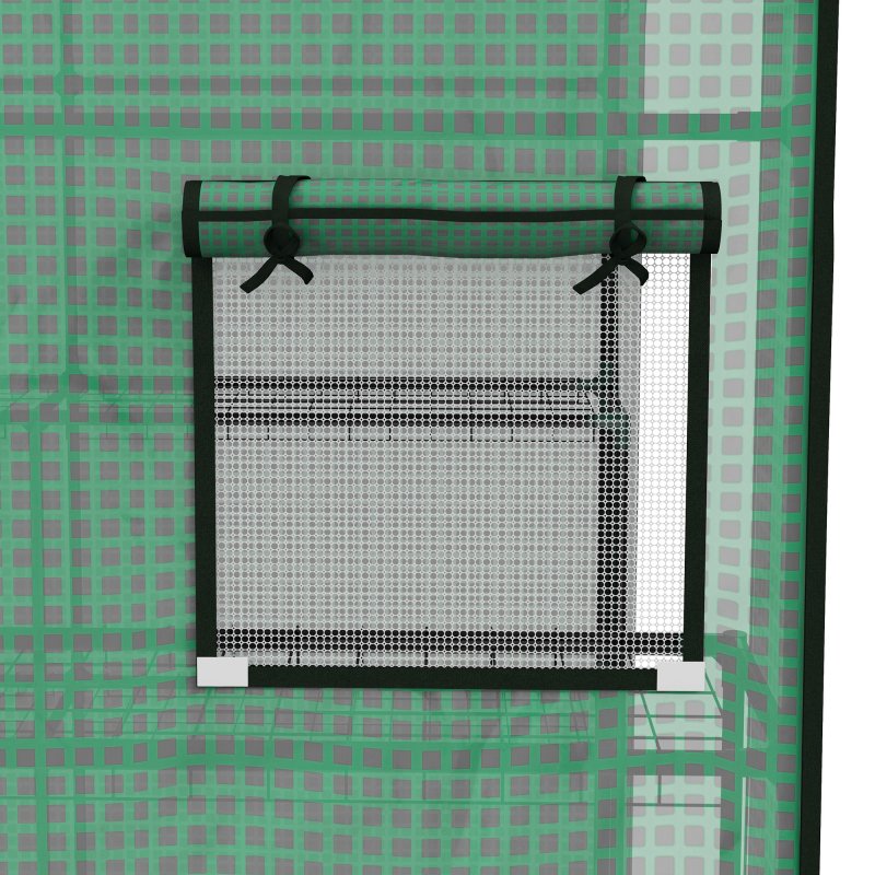 Outsunny Walk-in Greenhouse Cover Replacement with Roll-up Door and Mesh Windows, Reinforced PE Hot House Cover, COVER ONLY, 140 x 143 x 190cm, Green