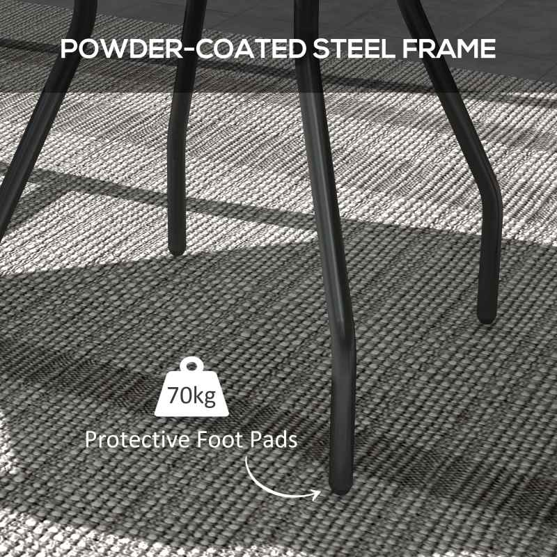 Outsunny 60 cm Garden Round Coffee Table,  Outdoor Side Table with Tempered Glass Printed Table Top and Foot Pads for Porch, Balcony, Multicolour