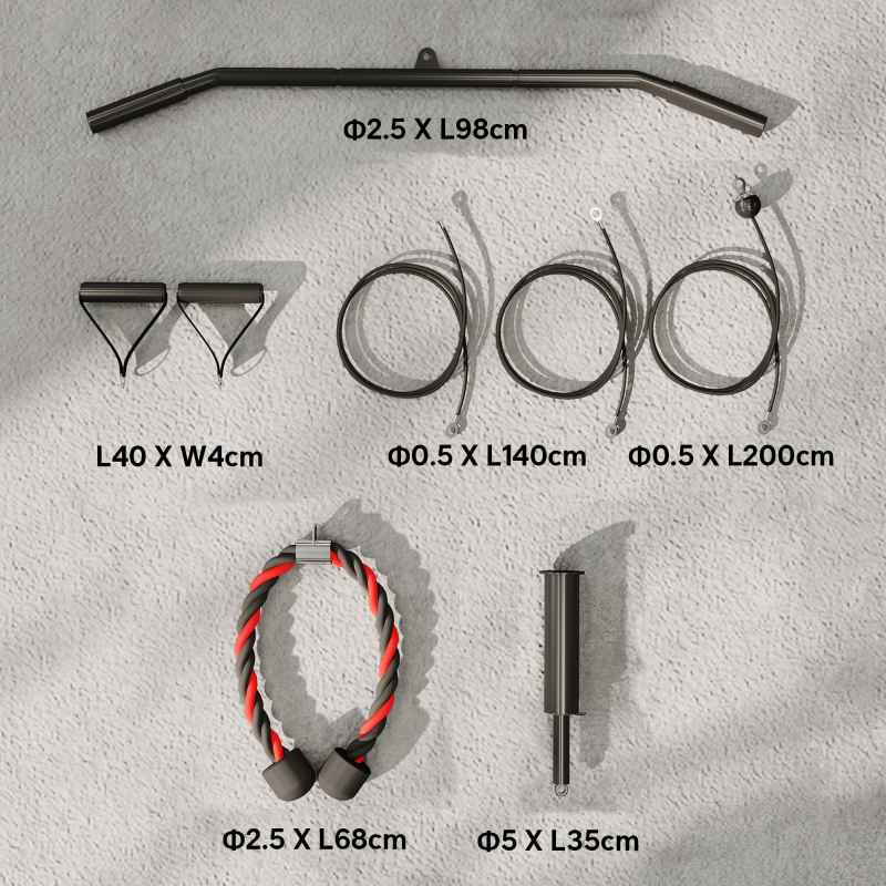 SPORTNOW Weight Pulley System, Cable Pulley System for Home Gym, Cable Machine LAT Pull Down Attachment for Biceps Curl, Tricep, Arm Workouts