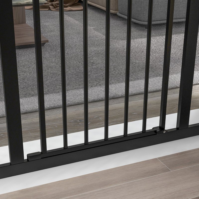 PawHut Pressure Fit Dog Stair Gate No Drilling Safety Gate Auto Close for Doorways, Hallways, 74-100cm Adjustable, 78cm Tall, Black