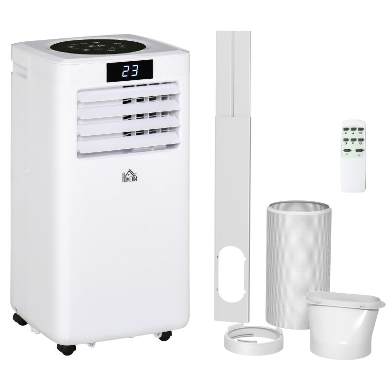 HOMCOM 10000 BTU Air Conditioning Unit, 2.9KW 3-in-1 Portable Air Conditioner, Dehumidifier, Cooling Fan with Remote Control, Digital Display, 2 Speeds, 24H Timer, Window Venting Kit, 22m²