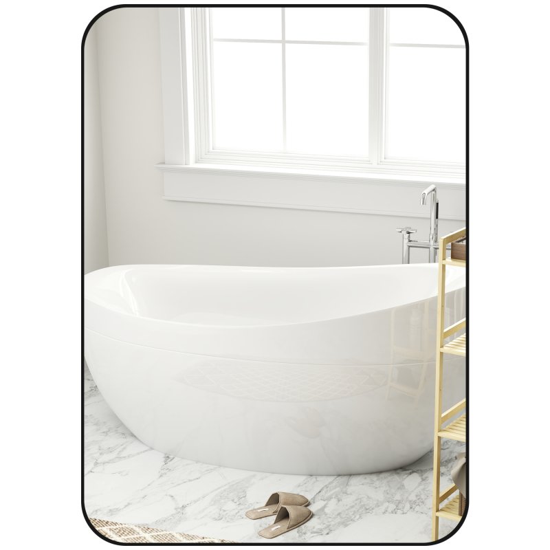 HOMCOM Rectangle Bathroom Mirror, 50 x 70cm Metal Framed Wall Mirror, Decorative Mirror for Bedroom, Living Room, Entryway, Black