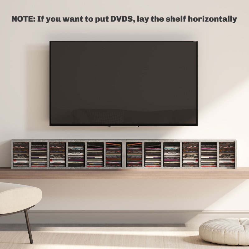 HOMCOM 204 CD Media Display Shelf Unit Set of 2 Blu-Ray Tower Rack w/ Adjustable Shelves Bookcase Storage Organiser, Cement Grey