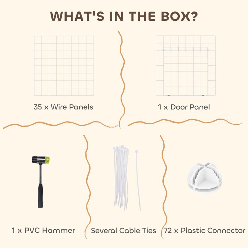 PawHut DIY Pet Playpen Metal Wire Fence Indoor Outdoor Rabbit Small Animals Cage 36 Panel Enclosure, White