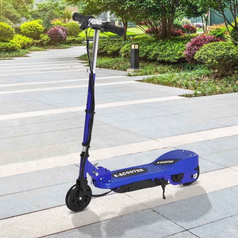 HOMCOM Electric Scooter for Kids, 120W Foldable E Scooter for Age 7-14 with Adjustable Height, Rear Brakes, Up to 12 KM/H, Maximum Range 10 KM, Blue