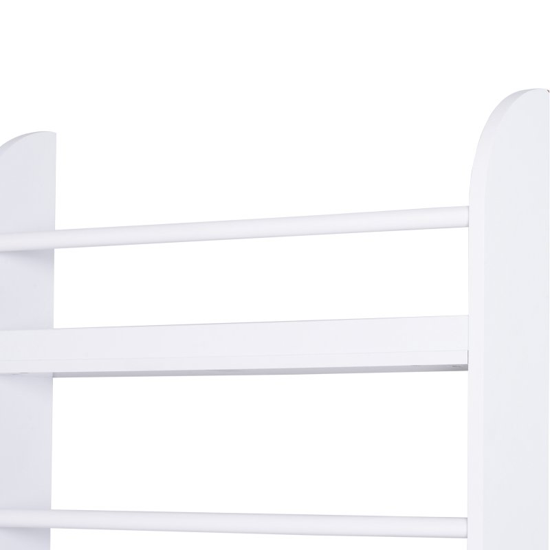 HOMCOM Hanging Wall File Holder, 4 Tier Desk Tidy Organiser, Paper Document Magazine Storage Rack with Wooden Baffles for Office Home, Accessories Supplies, White