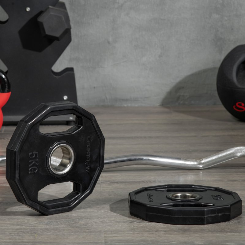 SPORTNOW Olympic Weight Plates Set, Metal and Rubber Bumper Plates Weights Discs with 2"/5cm Holes, for Home Gym Weight Lifting Strength Training, 2 x 5kg, Black