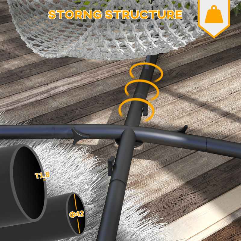 Outsunny Hammock Chair Stand, Hanging Heavy Duty Metal Frame Hammock Stand with Chain, for Hanging Hammock Air Porch Swing Chair, Egg Chair, Indoor & Outdoor Use, Black