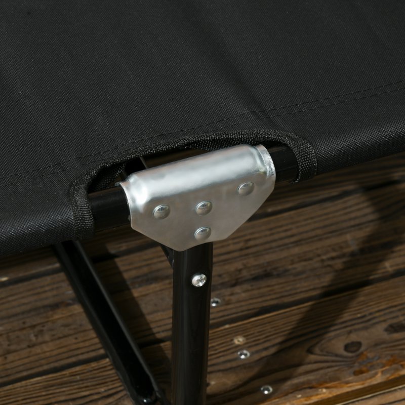 Outsunny Folding Sun Loungers Set of 2, Outdoor Day Bed with 5-Position Adjustable Backrest, Portable Recliner Garden Chairs with Breathable Mesh for Beach, Patio, Black