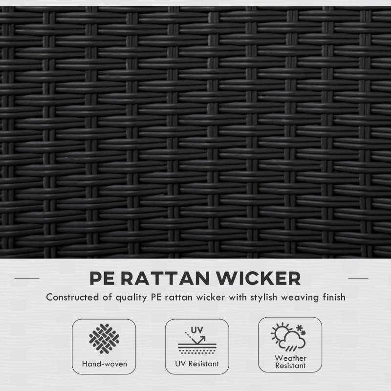 Outsunny 4 Pieces PE Rattan Garden Chairs with Cushion, Patio Wicker Dining Chairs with Backrest for Patio, Deck, Garden, Black