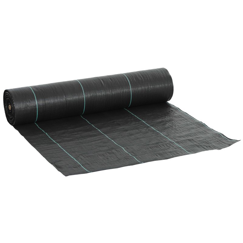 Outsunny 2m x 90m Weed Control Membrane, Heavy Duty Weed Control Barrier Fabric, 90gsm Ground Cover for Patios, Garden, Flower beds, Landscaping