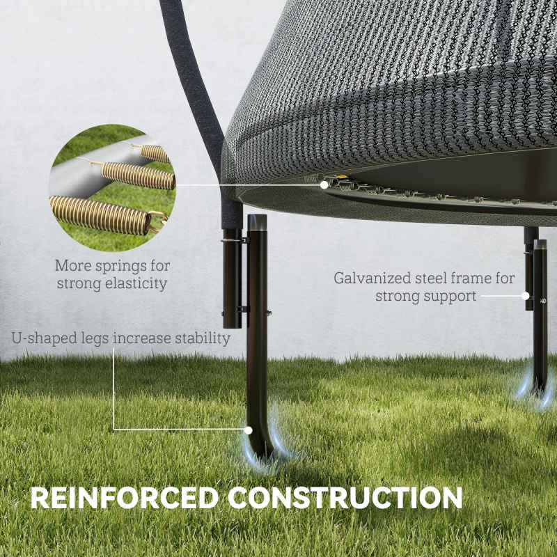 SPORTNOW 8ft Trampoline with Enclosure Net, Spring Cover, Outdoor Trampoline, Garden, Jumping Mat, Black