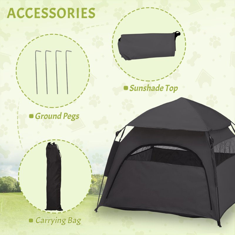 PawHut Foldable Dog Cat Tent, Portable Pet Playpen with Water-Resistant Oxford Cloth, Carry Bag, Exercise Tent for Extra Large Dog, Cat, Indoor Outdoor Use, Charcoal Grey