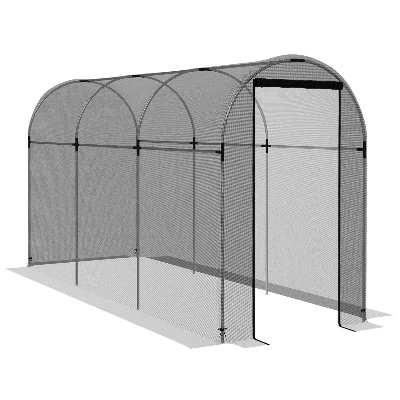 Outsunny Fruit Cage Bird Netting, Heavy Duty Fruit and Vegetable Protection Tent with Zipped Door, Anti Bird, Insects, Small Animals, 1.2 x 3.6 x 1.9m, Black