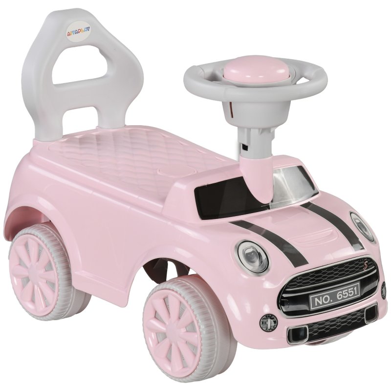 AIYAPLAY Ride On Car Foot To Floor Sliding Car Push Along Car with Air Horn, Anti-Over-Backwards Design, for Toddler from 18 to 36 Months - Pink