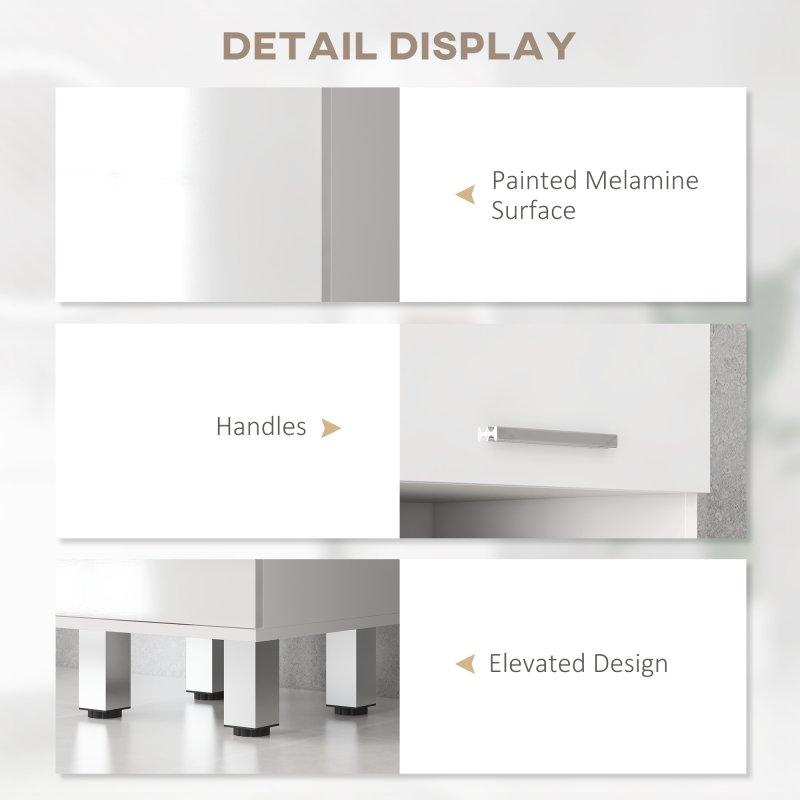 kleankin 71" Tall Slim Bathroom Storage Cabinet, Tall Narrow Cupboard with Drawer, Open Shelves, 2 Doors Cabinets and Adjustable Shelves for Kitchen, Hallway, Living Room, High Gloss White