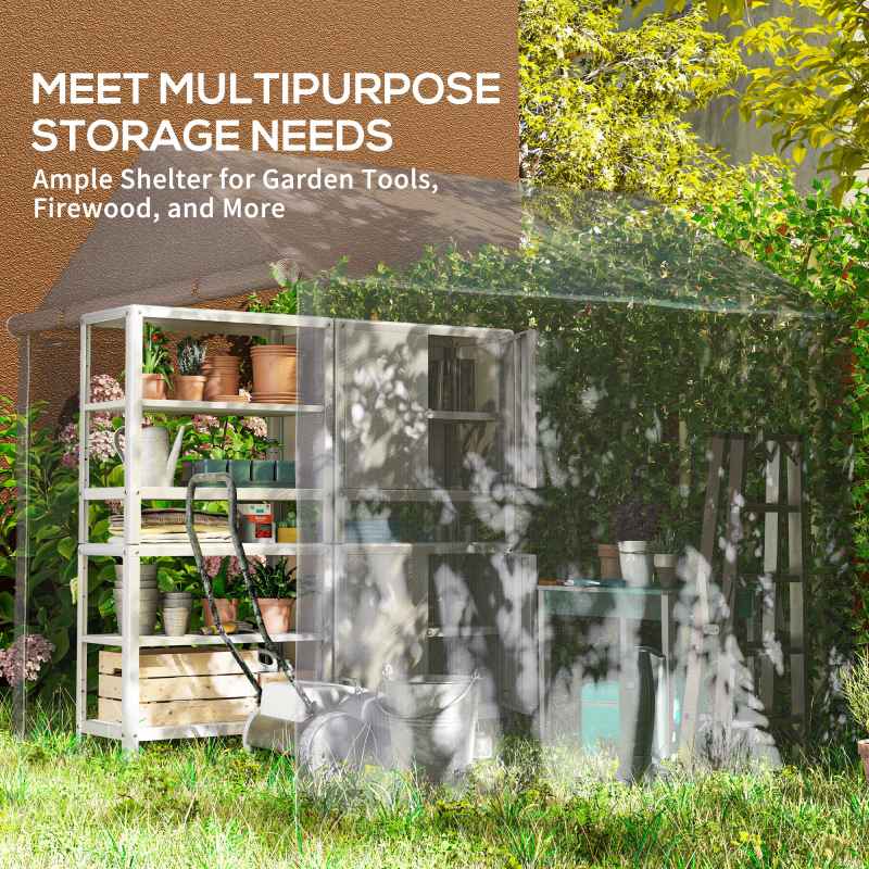 Outsunny 2 x 2 x 2 m Garden Shed Tent, Outdoor Storage Shed for Bike Motorbike Tool with Galvanised Steel Frame, Waterproof & UV-Resistant, Grey