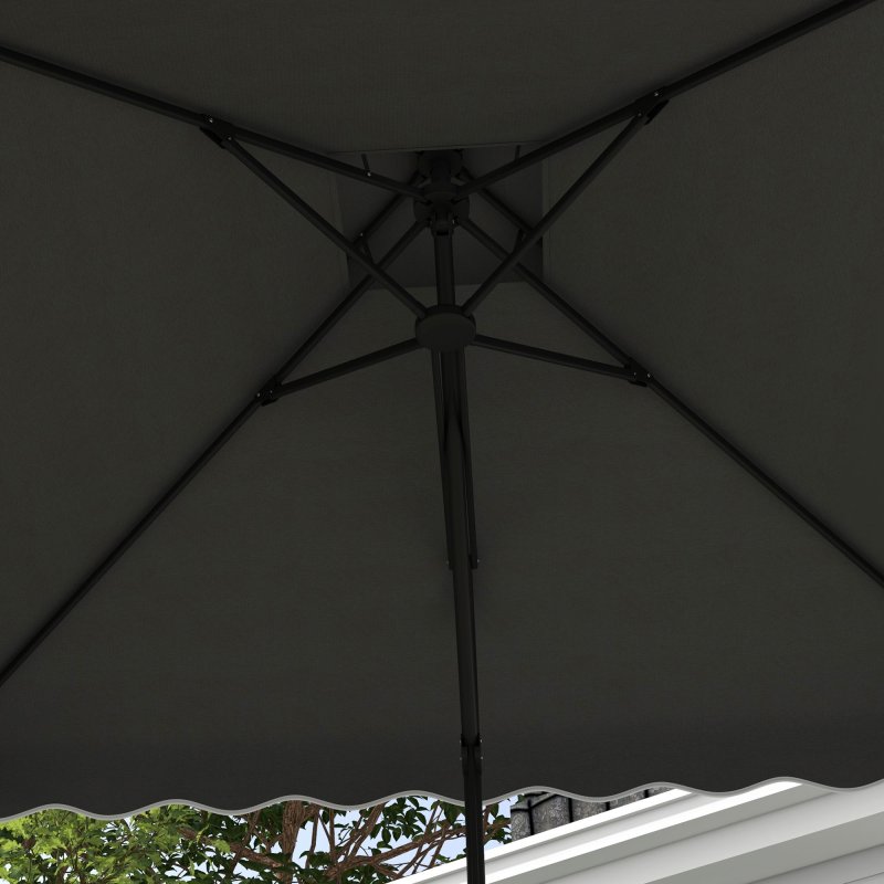 Outsunny 2.5m Cantilever Parasol with Easy Lever, Square Double Top Garden Parasol Umbrella with Ruffles and Cross Base, Overhanging Outdoor Sun Shades, Dark Grey